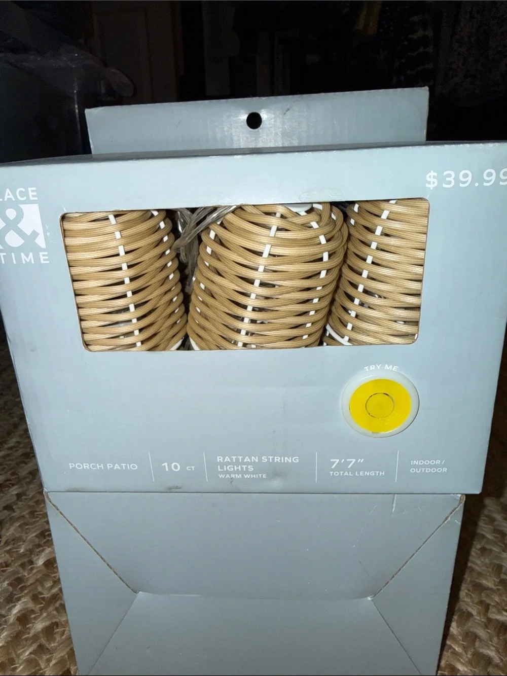 Place & Time Natural Beige Rattan String Lanterns - Set of 4
